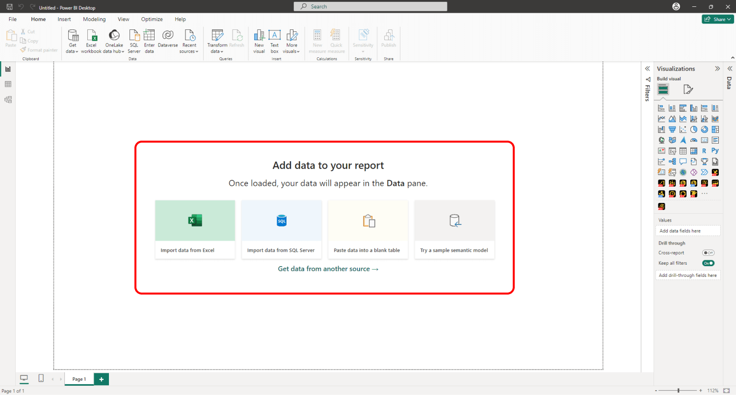 Power BI Create report Step1 Power BI Create report Step1